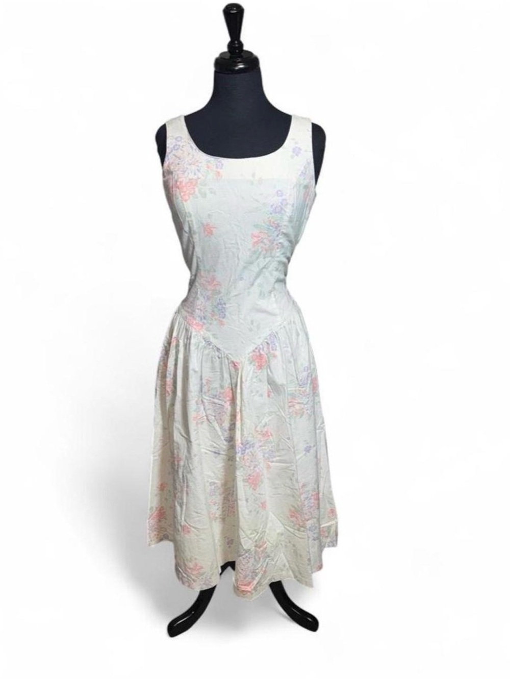 Sleeveless White Maxi Dress with Pink Floral Print